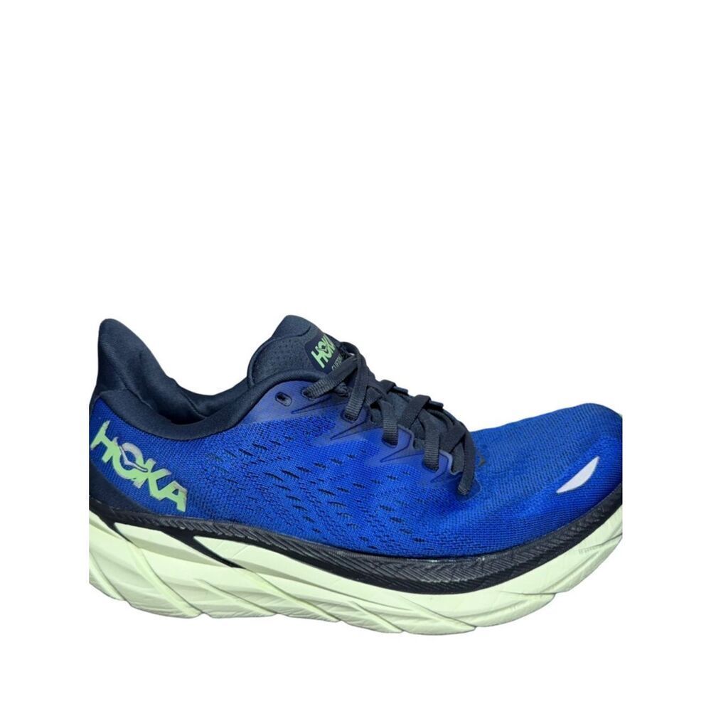 Hoka Men's Blue and Lime Green Running Shoe